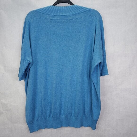 Cabi Lounge Sweater Women's Small Blue Marble Boat Neck Short Sleeve Pullover - Picture 7 of 11
